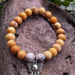 Palo Santo Armband mit Zebra Jaspis und Ganesha Anhänger