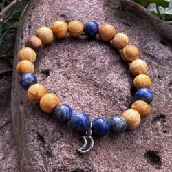 Palo Santo Armband mit Lapislazuli und Mond Anhänger