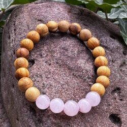 Palo Santo Armband mit Rosenquarz