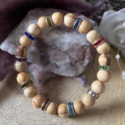 Palo Santo Armband mit bunten Schmucksteinen